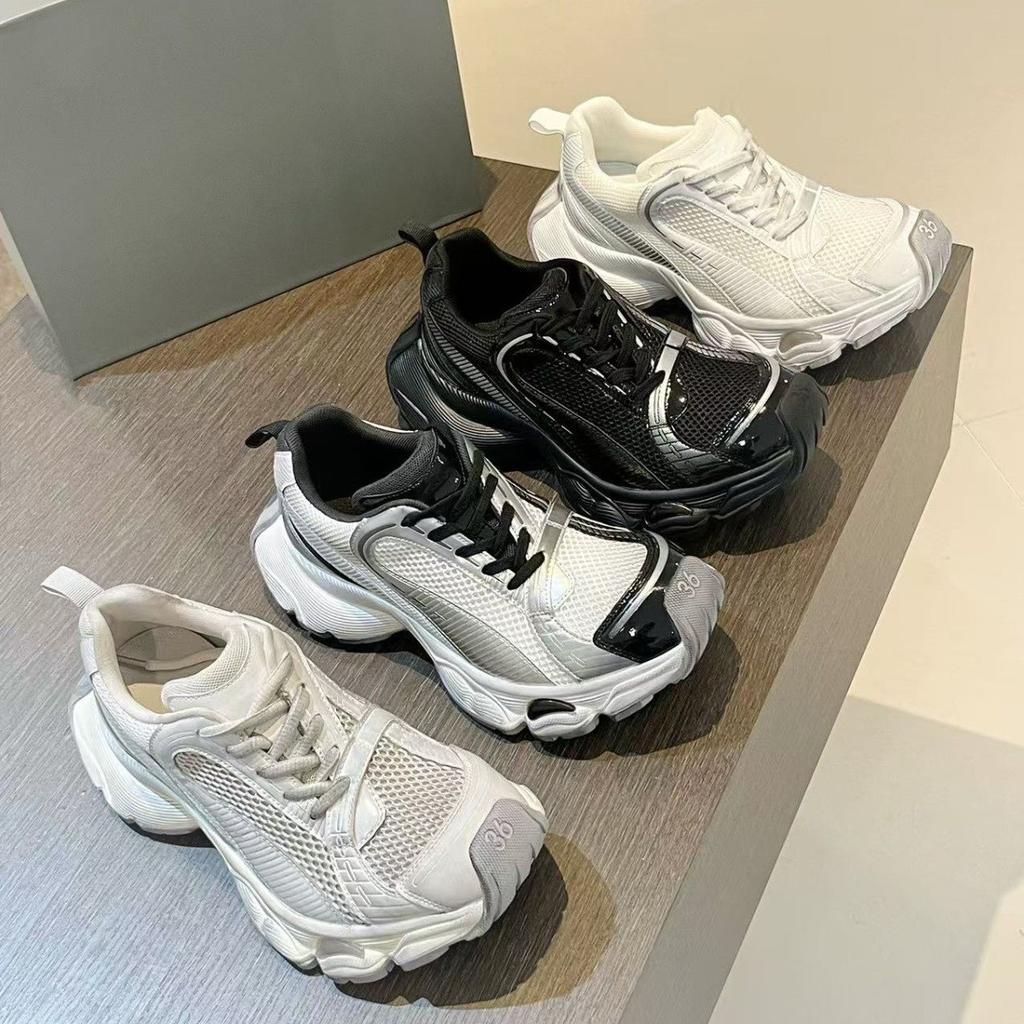 Cowhide version~ 2025 spring niche ann showing feet little dad shoes women's thick-soled leather sports and leisure women's shoes