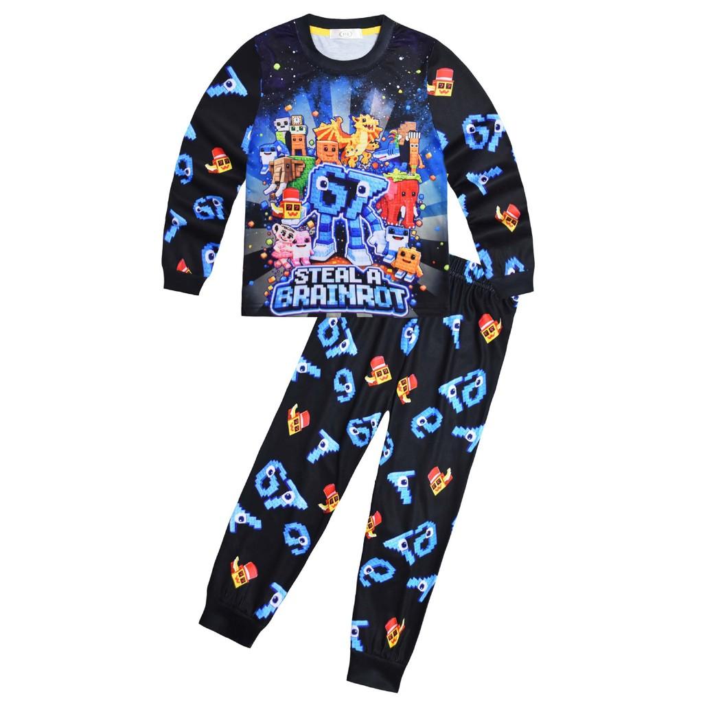 81285 Kids Boys Girls Steal a Brainrot 67 Six Seven Print T-Shirt Top Pants Pajamas Sleepwear  2 Pieces Sets
