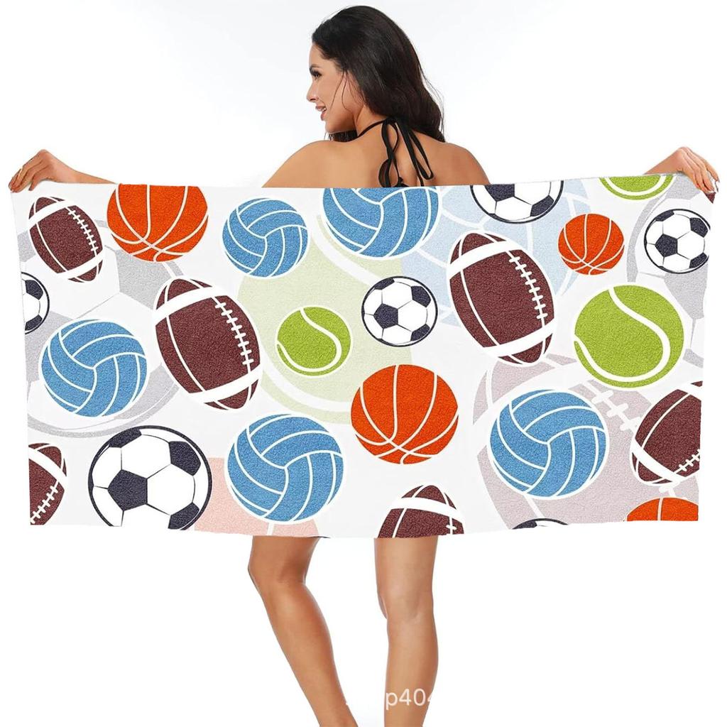 Basketball Beach Towel, Basketball Beach Towels for Children Bath Towels Towel Bathroom Large Sports Sand Towel for Soccer Fans