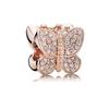 Brillante Europeo Bricolaje Serie Oro Rosa Chapado Flor BOO Colgante Clip Pata Corazón Cuenta Ajuste Pulsera Plata Joyería Regalos