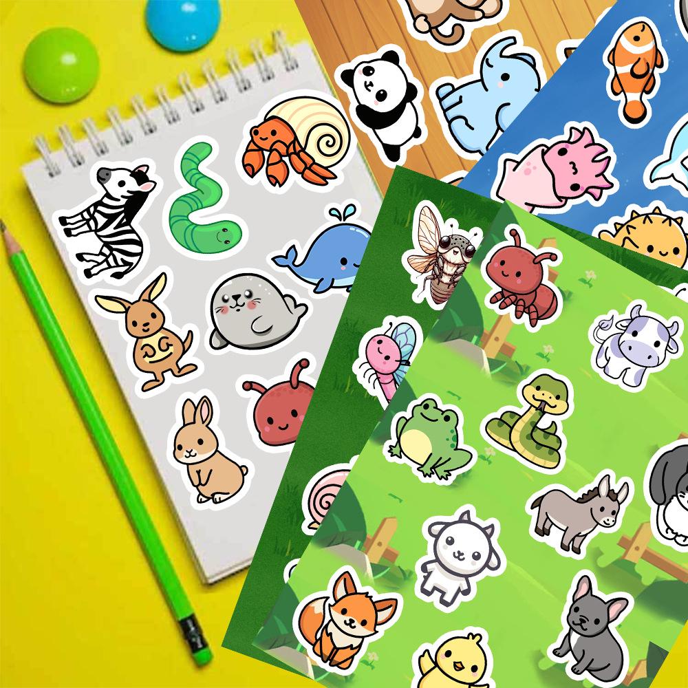 

4 Sheets Parent-Child Animal Cartoon Graffiti Stickers: Interactive DIY Educational Puzzle for Kids