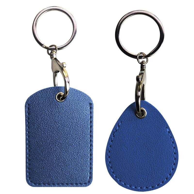 Customized leather water drop small card cover, keychain protective cover, elevator card cover ins community access card cover, customized oem.