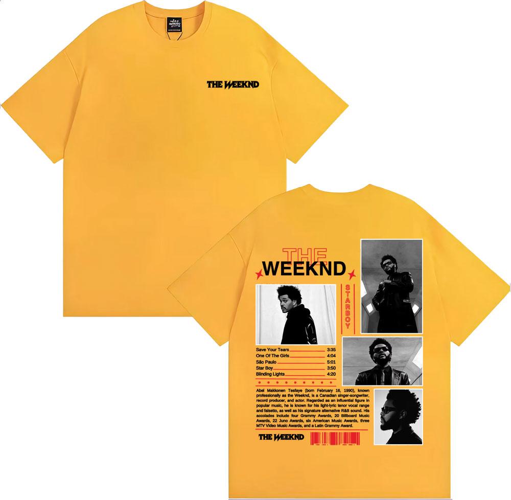 Rapper The Weeknd Starboy Album Cover T Shirt Unisexs Clothing Harajuku Punk Hip Hop Tshirts Unisex 100 Cotton Short Sleeve Tshirt