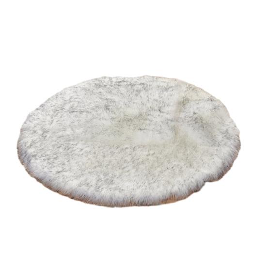 Furry Round Floor Mat Plush Soft Bedroom Rug Solid Color Machine Washable Fluffy Area Rug for Kids Rooms Nursery Living Room
