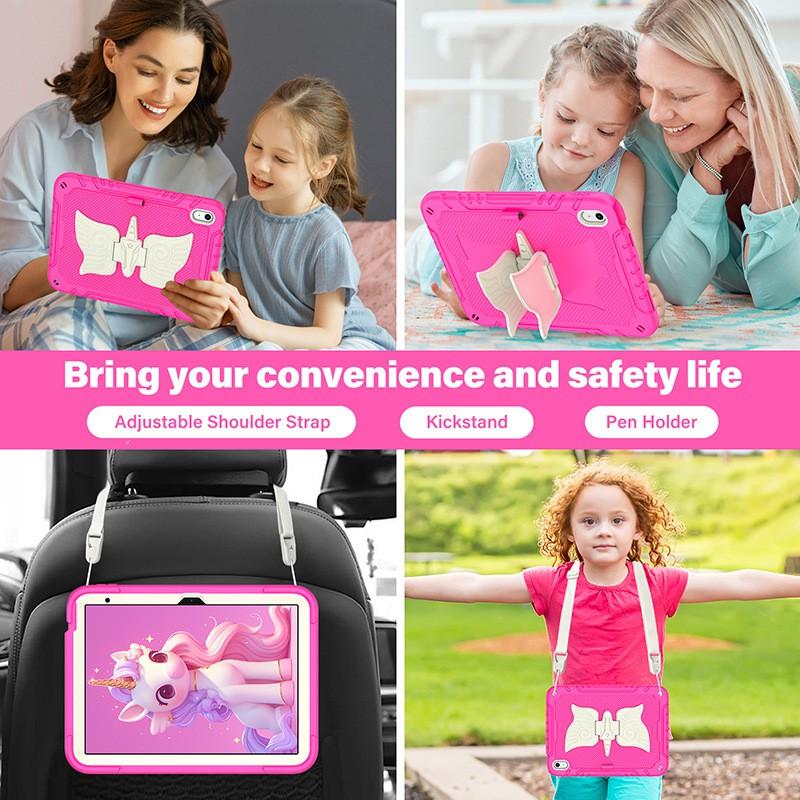 Étui pour iPad 10e génération avec design Licorne Housse en Silicone Souple Protection Complète Antichoc Tablette 10,2 Pouces