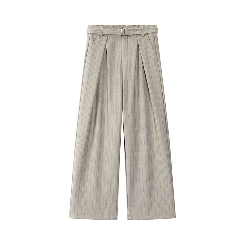 Dream Made Old Money Style New Rich Striped Belt Dress Pants Men's Autumn and Winter Loose Straight Casual Pants for Boys