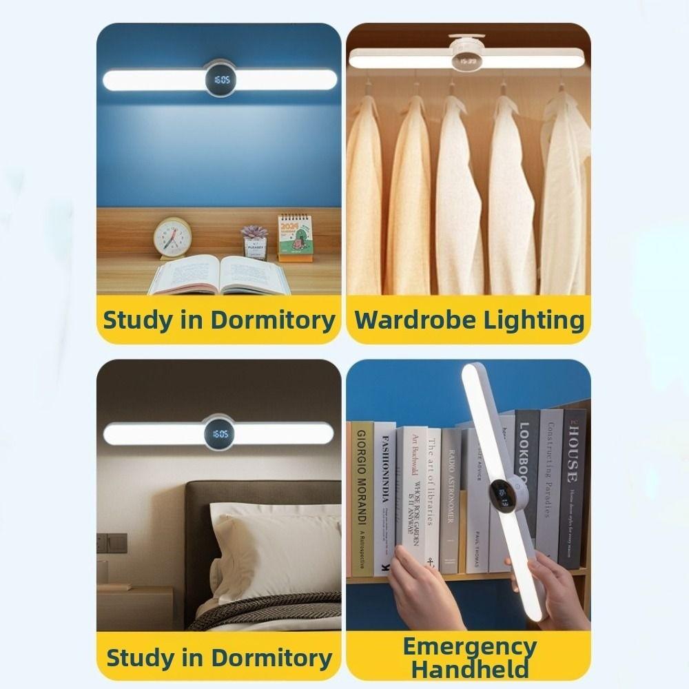 USB Rechargeable Desk Lamp Eye Protection Magnet Adsorption Reading Night Light Stepless Dimming Digital Clock Charging Lamp