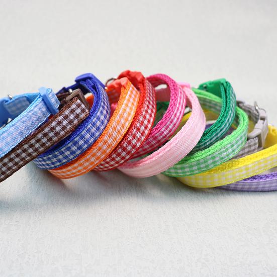 Yousheng Pet Collar Plaid Pattern Multiple Colors Vibrant Buckle Bells Small Dog Cat Regular Collar Pet Accessories
