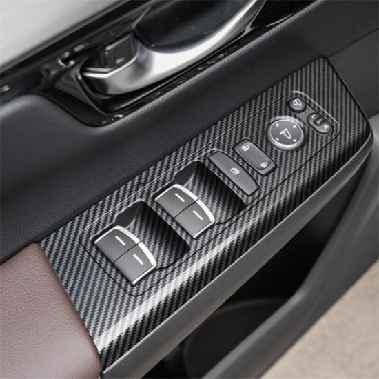 Carbon Fiber 4X Window Lift Switch Panel Cover Trim For Honda CR-V CRV 2023 2024