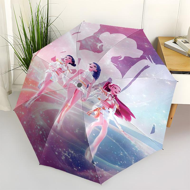1pc Fantasy Dance Trio Umbrella with Plastic Handle,Suitable for All Seasons Home Travel Outdoor UmbrellaFP104