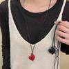 Collana con Ciondolo a Forma di Cuore LATS per Donna Uomo 85CM Catena per Maglione Estraibile Regolabile Accessorio Gioiello di Moda Regalo