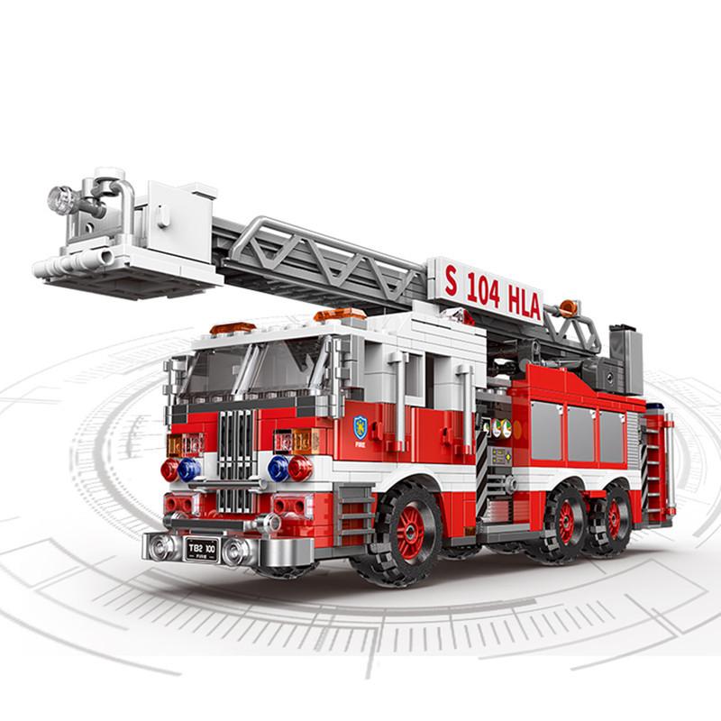 Star Fort Aerial Ladder Fire Truck XB03031: Educational Building Block Toy for Kids