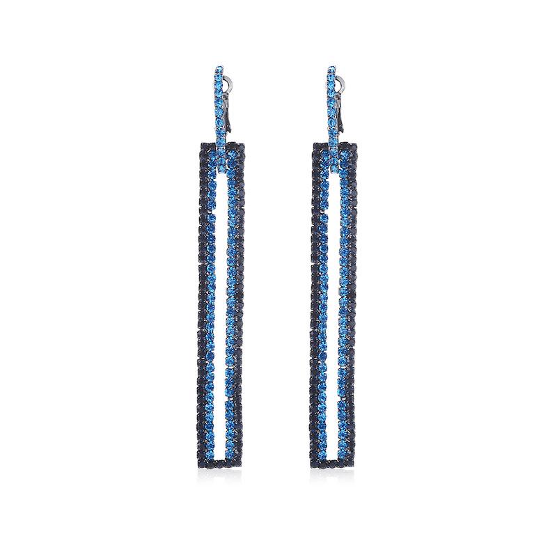 Versatile Korean Rhinestone Rectangular Drop Earrings