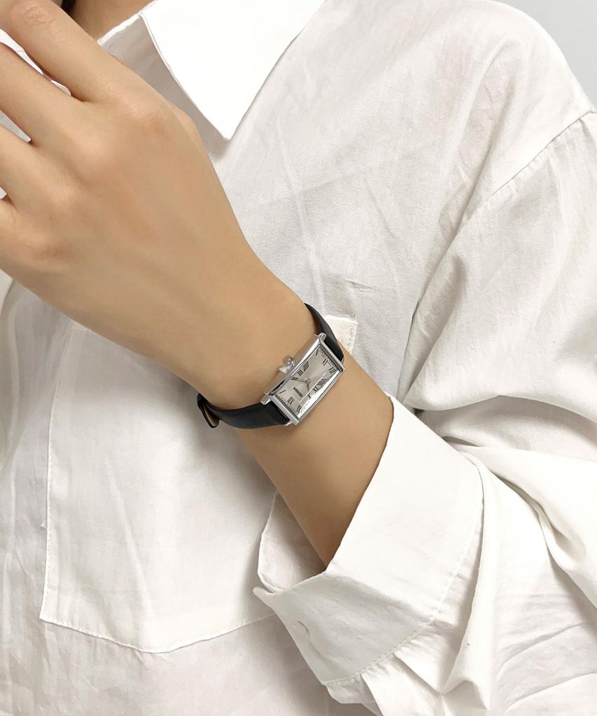 Gaigeo Ge8060Wtbk Women'S Square Leather Watch (+1 Mesh Band)
