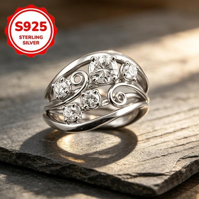 An elegant ring for women925Pure silver inlaid with brilliant stones3A Premium zirconia jewelry is a meaningful gift choice for birthday occasions