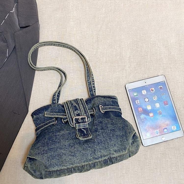 Retro gewaschene alte Denim Achseltasche Damen Umhängetasche