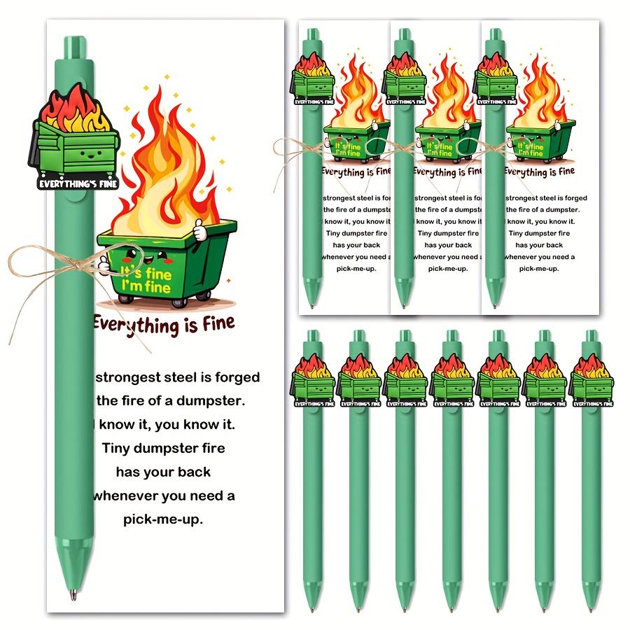 10Pcs Dumpster Fire Pen Sets Dumpster Fire Gifts Funny Ballpoint Pens and Bookmarks Appreciation Christmas Gifts for Teachers Students Support Pen Bul Random style 10Pcs