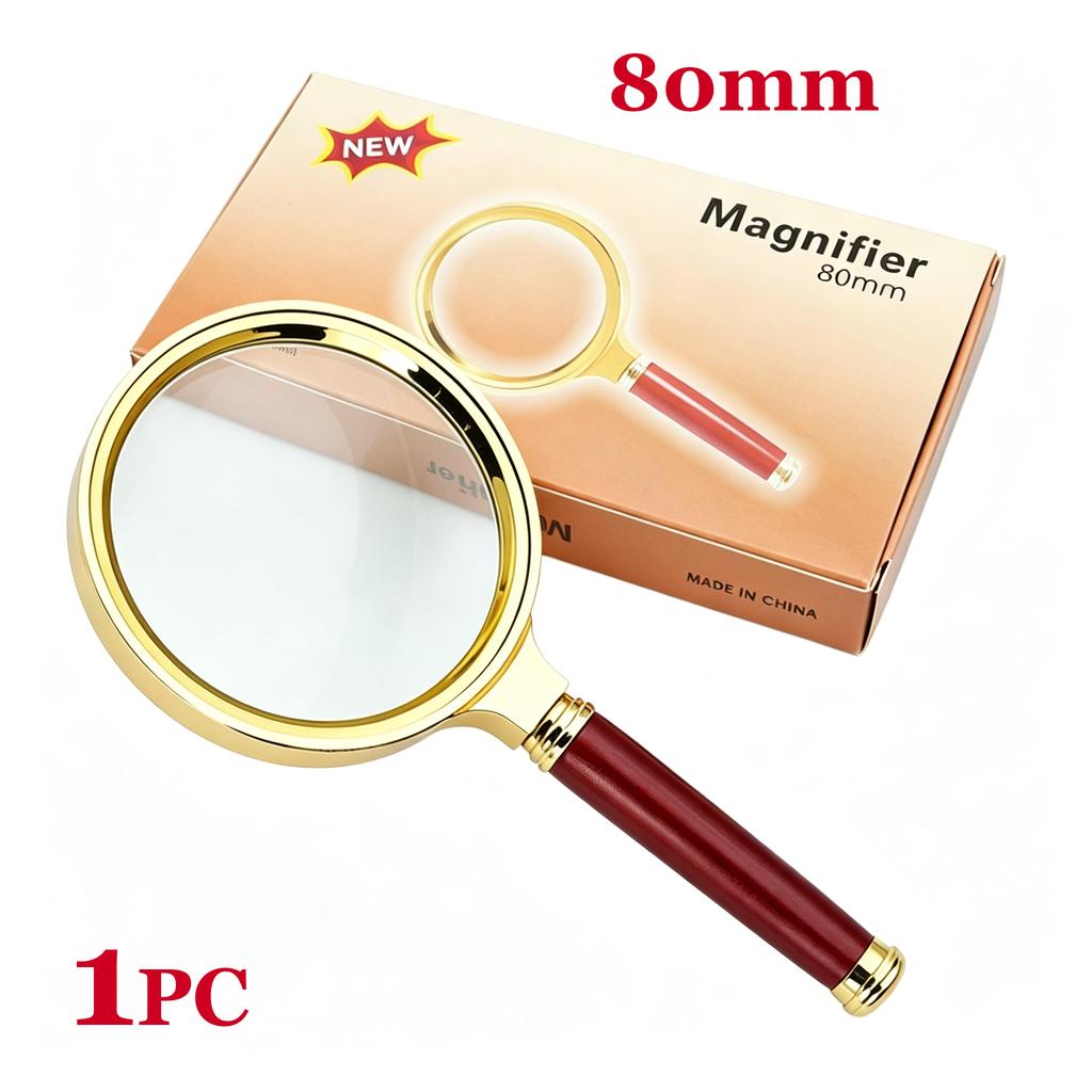 60mm 80mm 100mm Lens Handheld Magnifying Glass 10X High-Definition Retro Magnifier Eye Loupe Magnifying Glasses