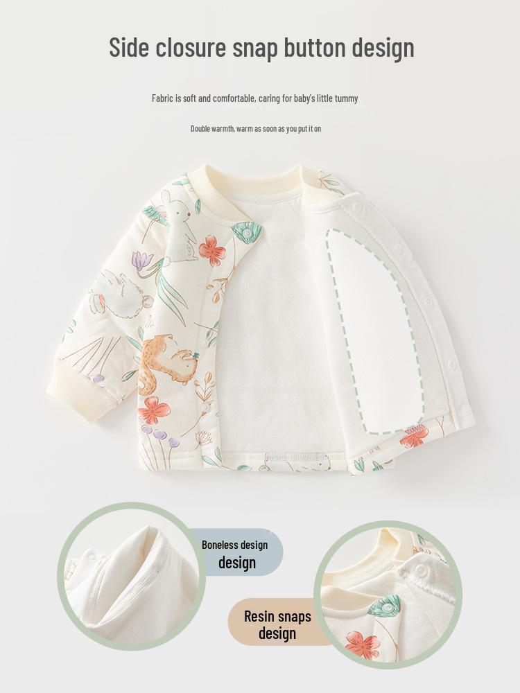 Jingqi Kids' Quilted Cotton Underwear Set - Warm Autumn/Winter Pants & Top for Boys and Girls