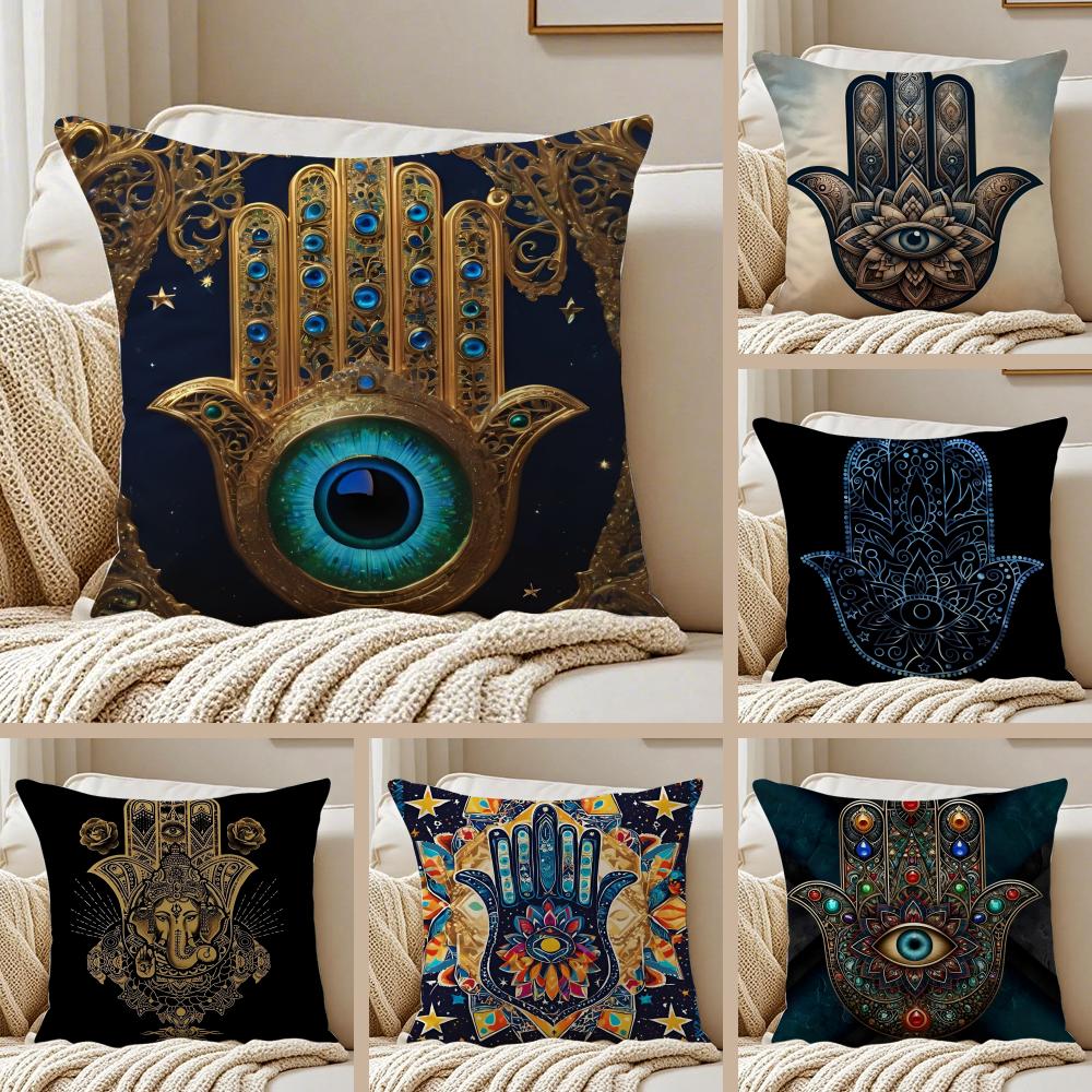Mystical Cultural Artwork HHamsa Cushion Cover Pillowcase Antidustmite Living Room Sofa Decor Cushion Room