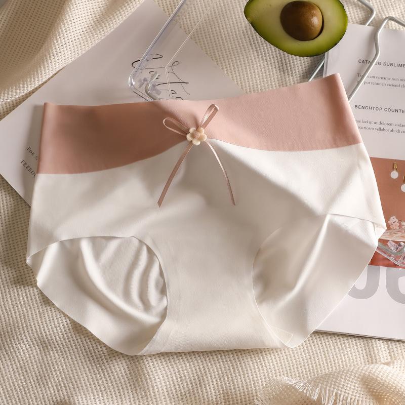 

Women s Summer Thin Non Trace Mid Waisted Extended Ice Silk Nipple Briefs M