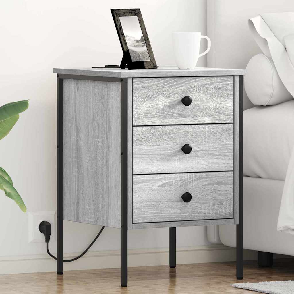 Nightstand Set of 2 Grey Sonoma 42 x 41 x 61 cm Particleboard
