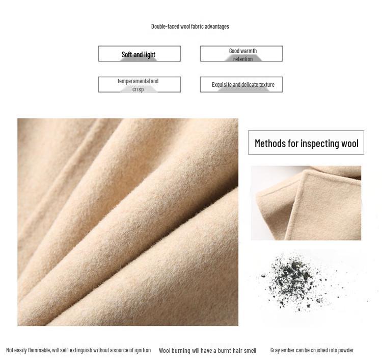 Women's 2024 Double-Sided Cashmere Mid-Length Wool Coat - High-End, Small Size.