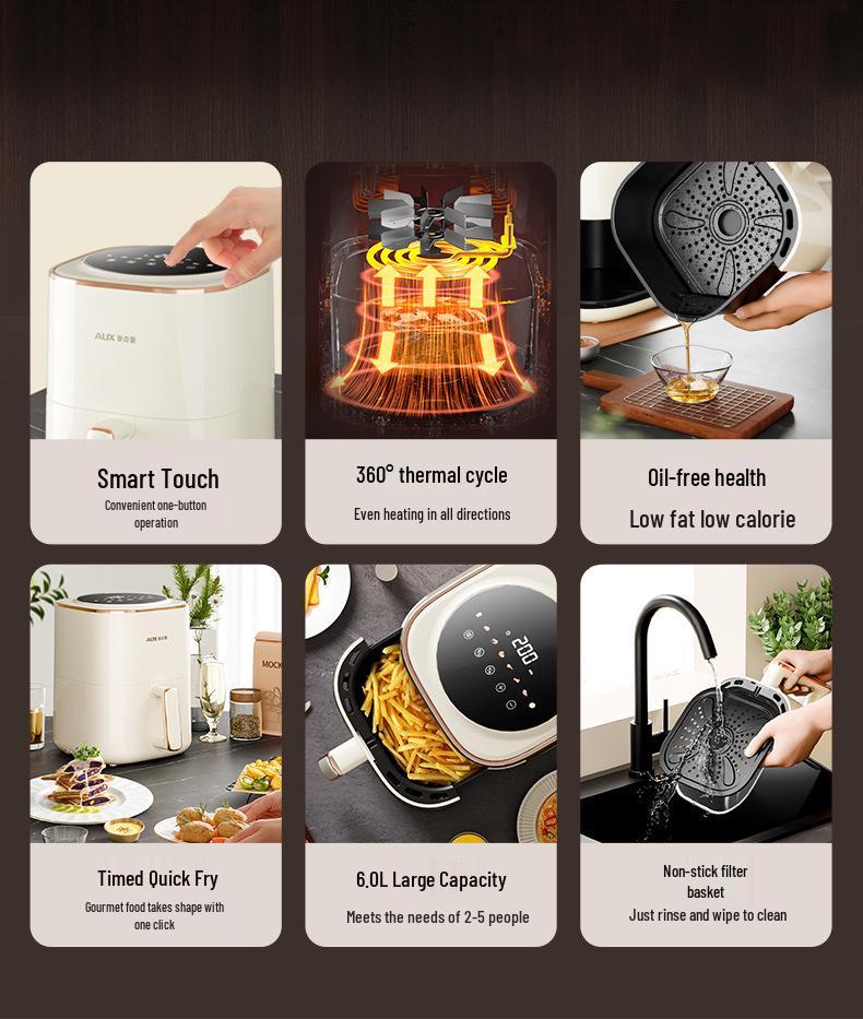 AUX 2024 Smart Visuell Multifunktionaler Ölfreier Heißluftfritteusenofen