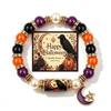 Beaded Halloween Beaded Bracelet Handmade Pumpkin Ghost Bead Jewelry  For Women Men