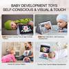 Baby Tummy Time Mirror Book Montessori Soft Cloth Sensory Book With Crinkle Shapes Animals High Contrast Pages For Newborns