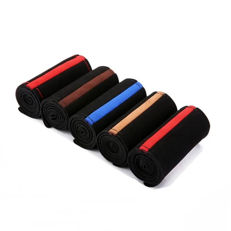 Czarny Zamszowy Pokrowiec na Kierownicę z Igłami i Nicią DIY Oplot Pokrowiec na Kierownicę Samochodową o Średnicy 38 cm Akcesoria Samochodowe