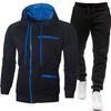 New Men's Solid Color Sports Casual Zipper Sweatshirt Fleece Cardigan Hooded Sweatshirt Jacket Sweatpants Set
