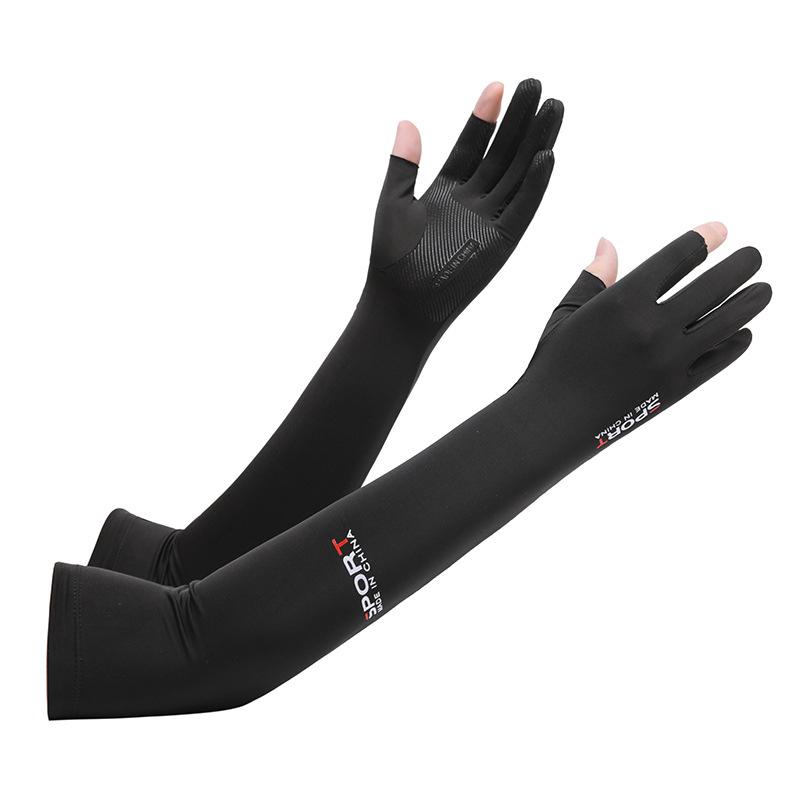 Arm Sleeves Sun Uv Protection Long Ice Silk Sports Sleeve Hand Cover Men Women 2 Fingers Outdoors Breathable