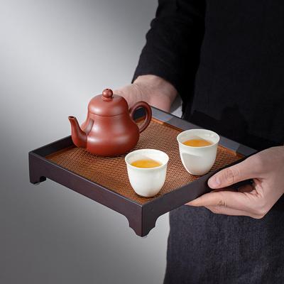Bamboo Chinese Tea Tray Snack Plate Compact Versatiled Simple Serving Table for Home