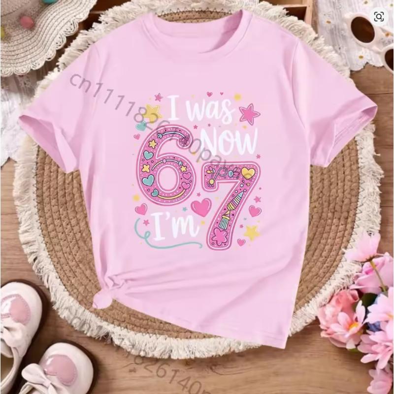 Kids 67 Themed Colorful Print TShirt Soft Cotton Fabric Breathable and Comfortable Ideal for Toddlers and Childrendf0381