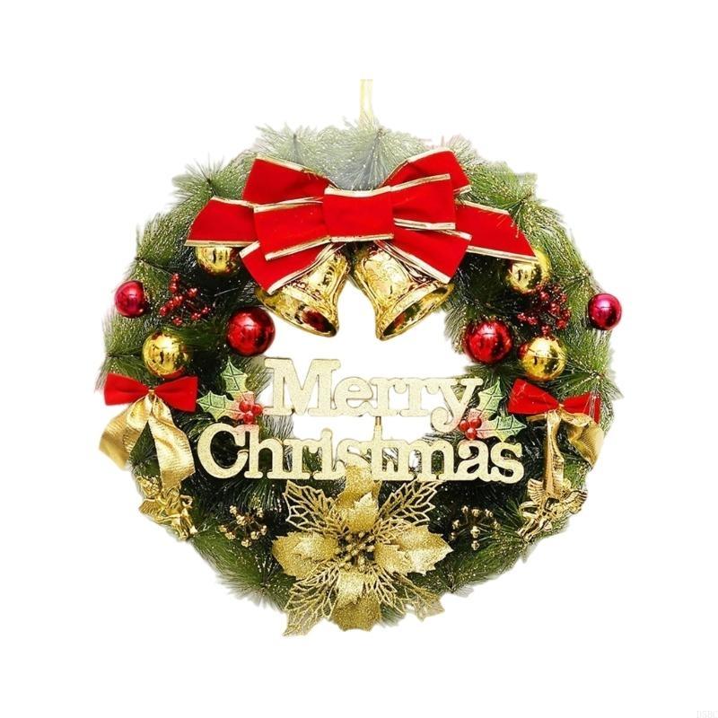 Christmas Wreath Merry Christmas Front Door Ornament Wall Artificial Pine Garland for Party DGreenr