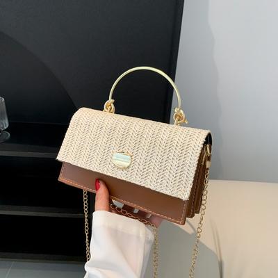 Women's Straw Woven Personalized Beautiful Handbag Fashionable Small Square Bag Texture Versatile Single Shoulder Messenger Women's Bag
