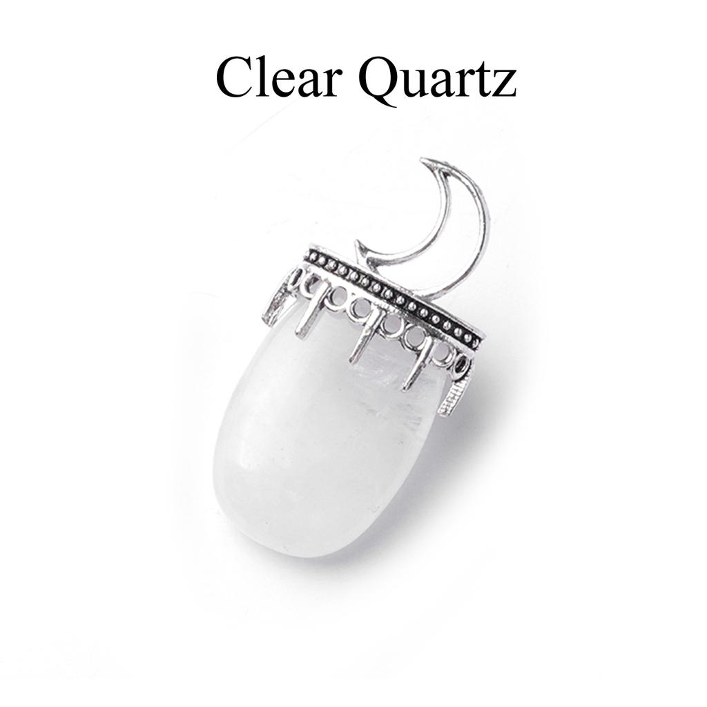 1Pc, Energy Natural Stone Moon Sun Pendant, Bohemian Style Reiki Healing Crystal Gemstone Charms for DIY Necklace Accessories, Creative Jewelry Making