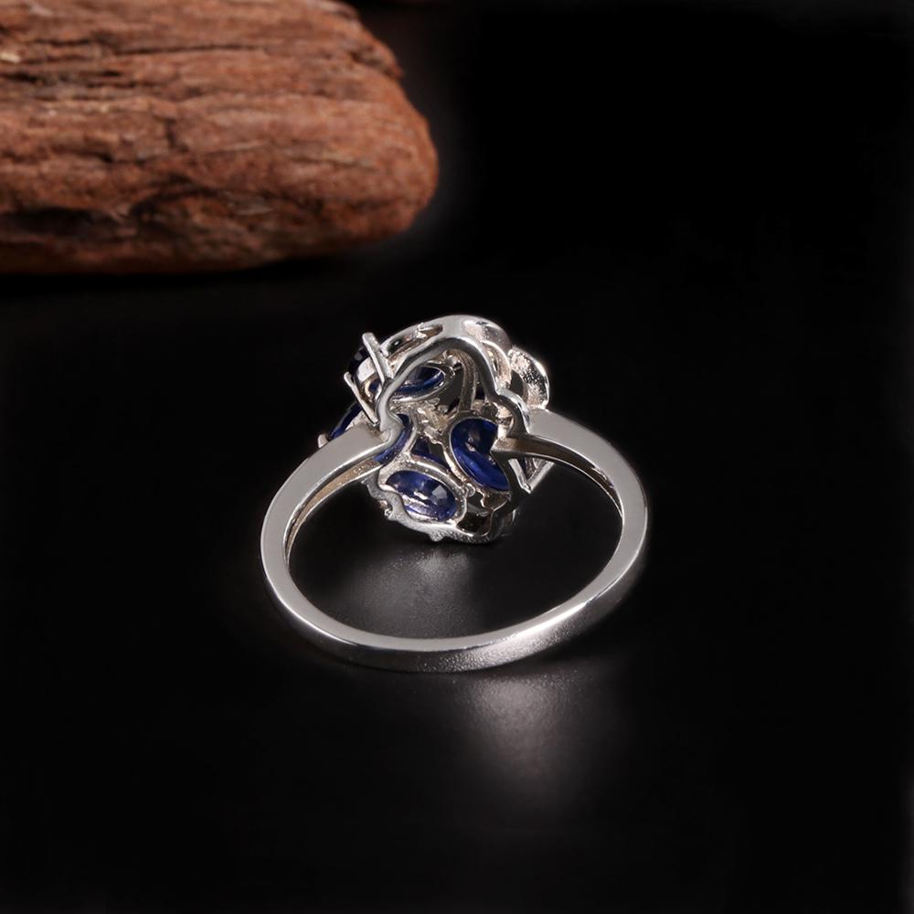 Precious luxury September Birthstone natural diffusion blue sapphire silver ring for women engagement & banquet gifts