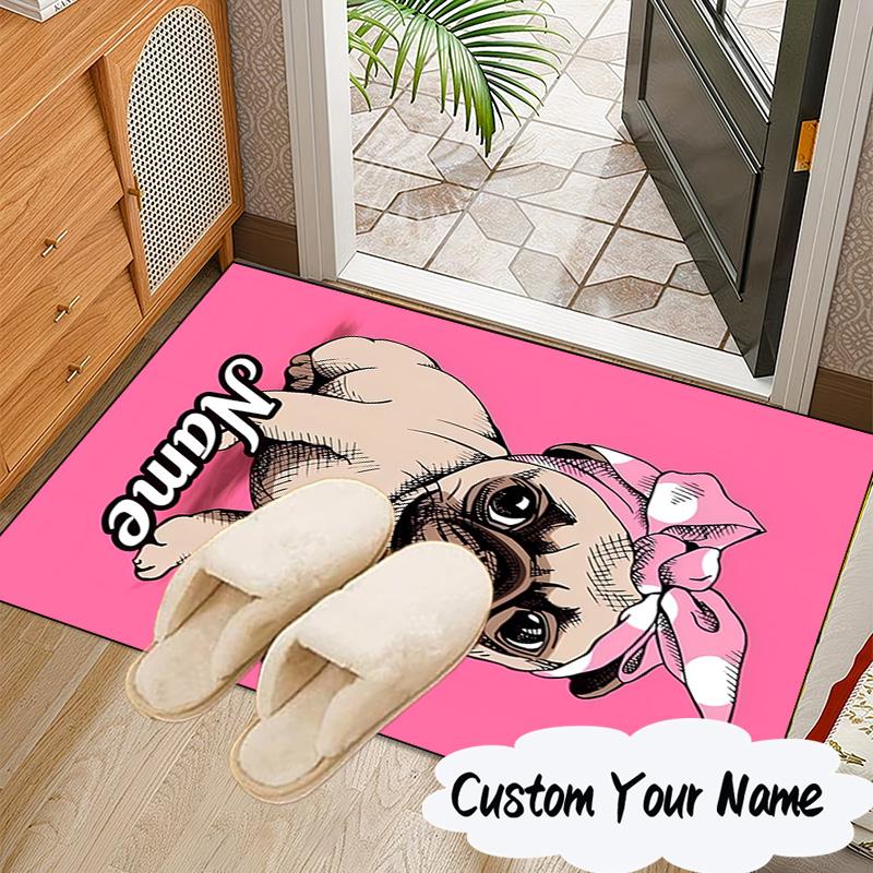 Custom Name Vintage Dog Portrait Art Carpet, Chair Rug,Area Rug for Office Bedroom living rooms bedroom, Doormat decor Christmas fan gifts