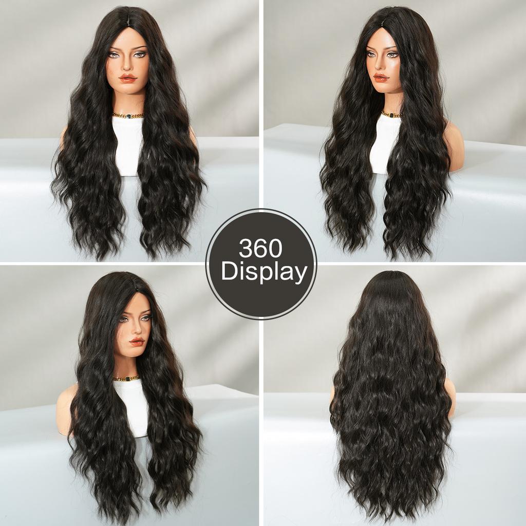 African European American Black Wig Women's Long Curly Hair Stage Performance Costume Soft Synthetic Full Head Cover