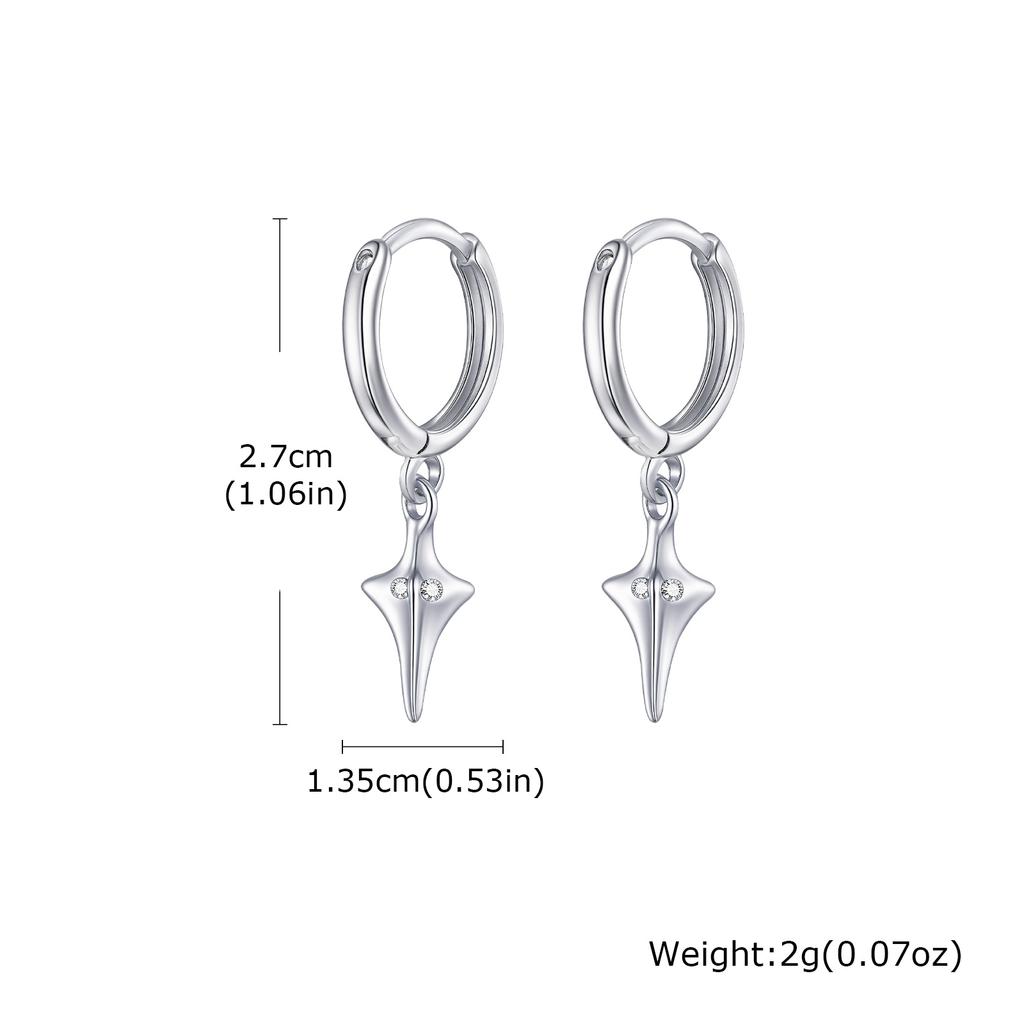 Punk Metal Star Pendant Hoop Earrings for Men Women, Silver Color Simple Drop Earrings, Creative Gothic Hip-hop Jewelry Gift