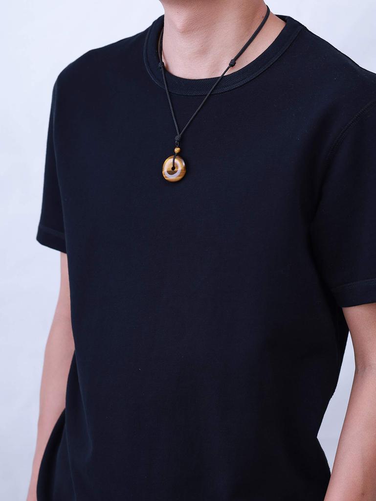Tiger Eye Pea Disc Power Stone Pendant Necklace for Increased Wealth [COAI] (Unisex)