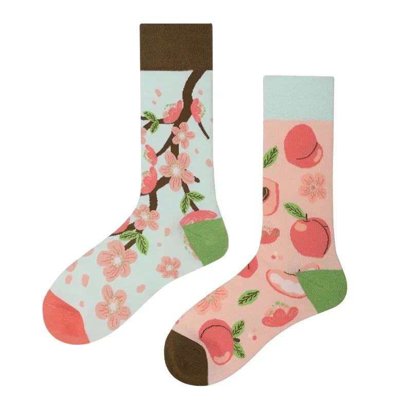 Ny Mode AB Asymmetriska Mandarinanka Herr- och Damsockor Tecknad Mode Roliga Söta Djur Mellanhöga Bomullssockor