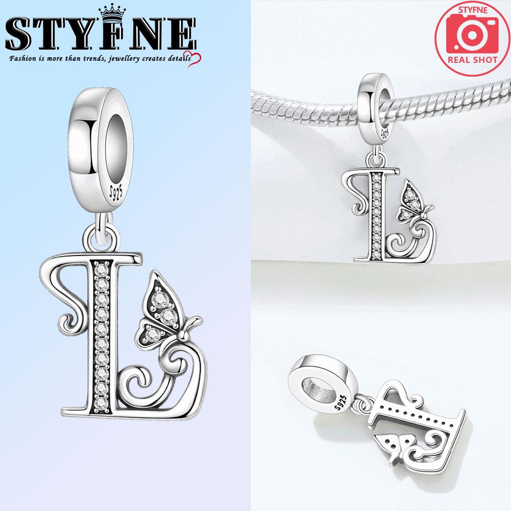 

copper Butterfly White Zircon Twentysix Letters AZ Charm Bead Charms Bead Charms Pendant for Authentic Bracelets Woman Girl Jewellery (as the picture-62923-)-