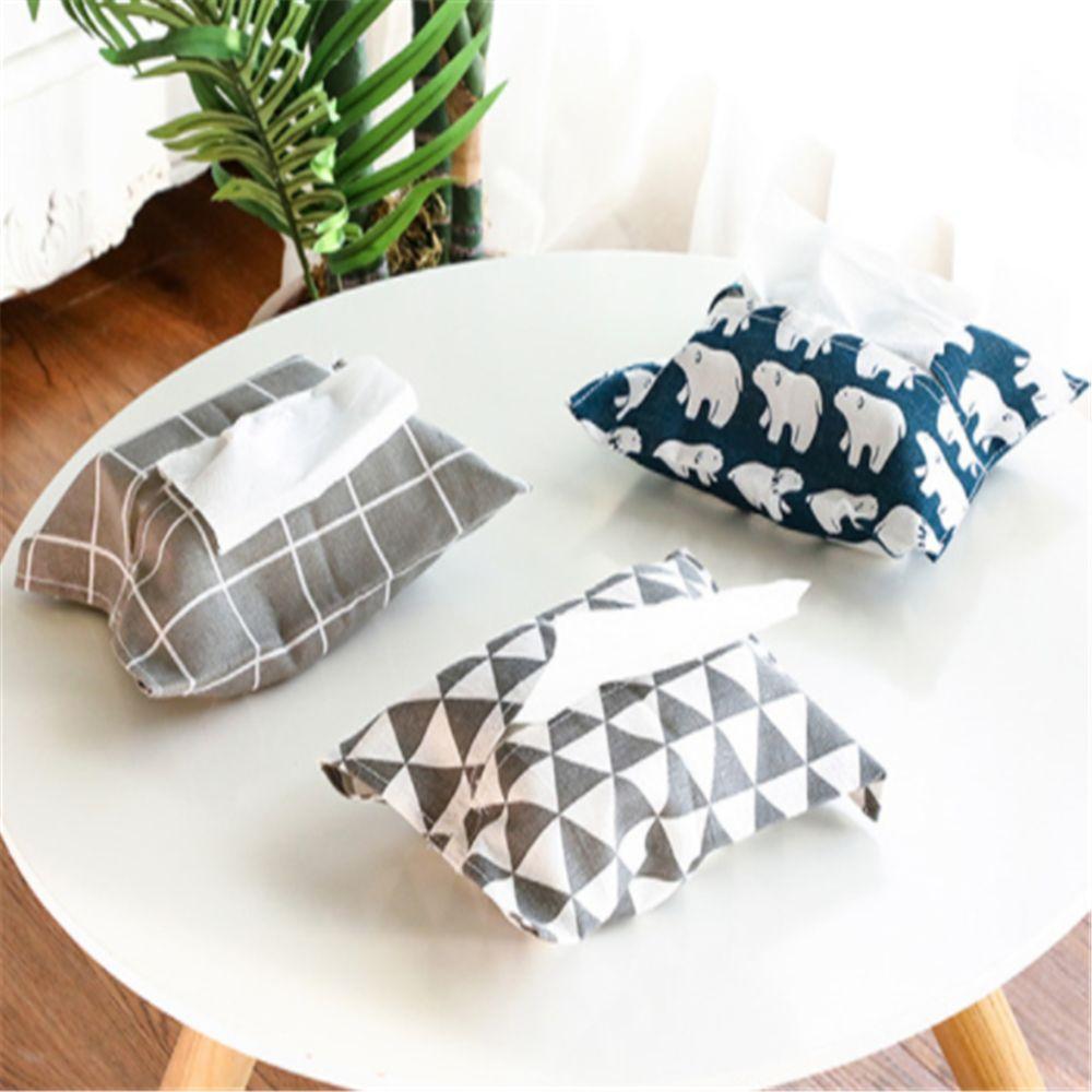 

Portable For Bedroom Living Room Car Fabric Cotton Linen Tissue Bag Tissue Box Paper Holder C