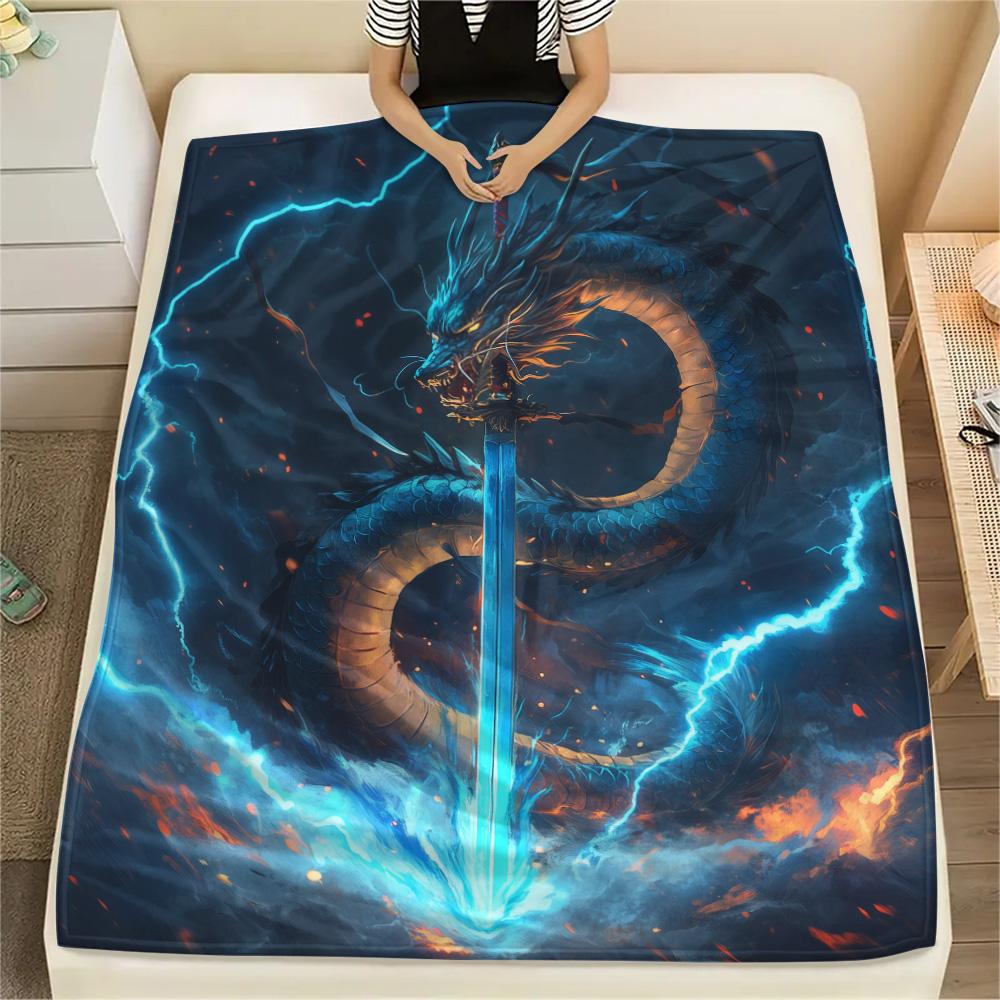Dragons  Print Flannel Blanket, High quality Comfortable for All Seasons, Home Decor, Warmth and Comfort