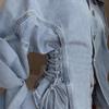 Damen Jeansjacke Revers Langarm Seitliche Schnürung Lässiger Jeansmantel Streetwear Oberteile