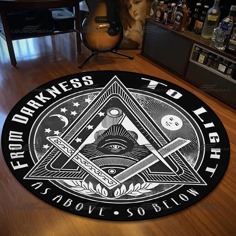  Disney Retro Round Mat Freemason Sect Pattern Flannel Carpet Home Decoration Bedroom Living Room Enter Door Floor Rug