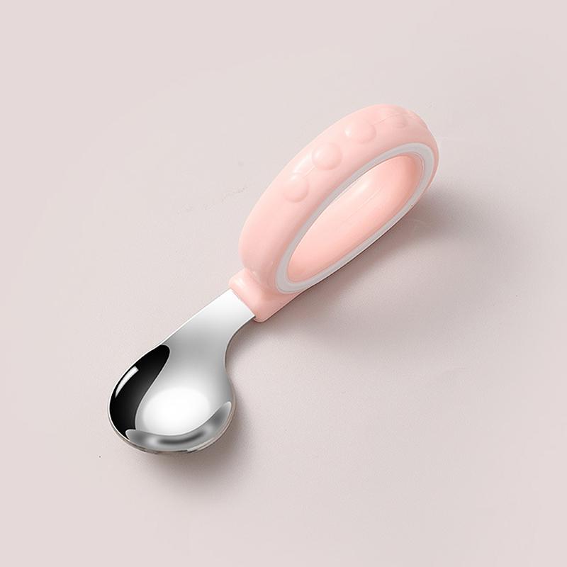 Set Forchetta e Cucchiaio per Bambini con Manico in Silicone Acciaio Inossidabile 316 Posate Auto-Alimentanti per Bambini con Scatola di Conservazione Design Anti-soffocamento